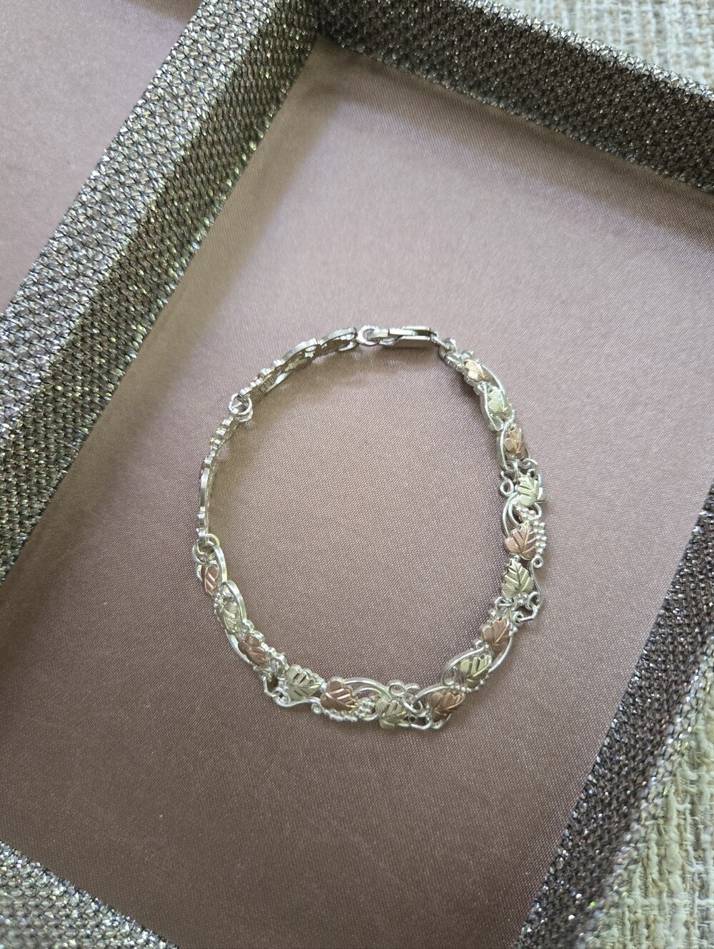 Black Hills Gold 12k Sterling Tri-Color Bracelet - Picture 4 of 10